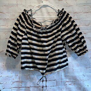 Who what wear lightweight cotton off the shoulder striped tie waist XL puffy